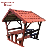 Rönkoszlopos lemeztetős filagória kerti pad
