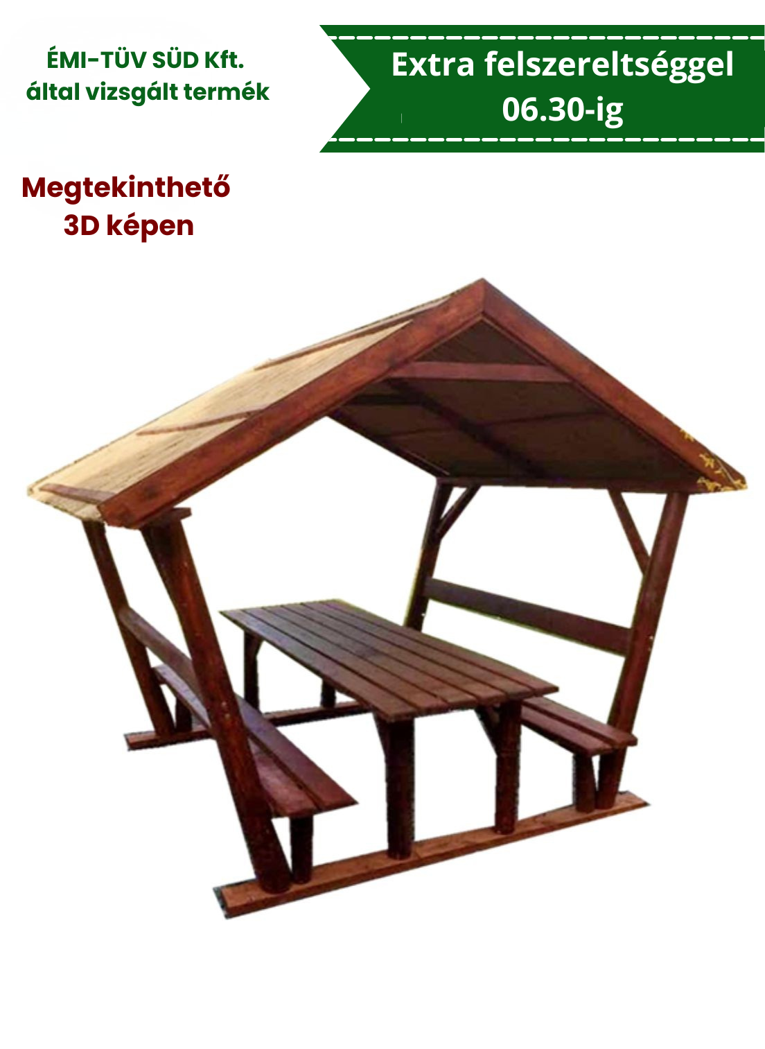 rönk oszlopos nádtetős filagória