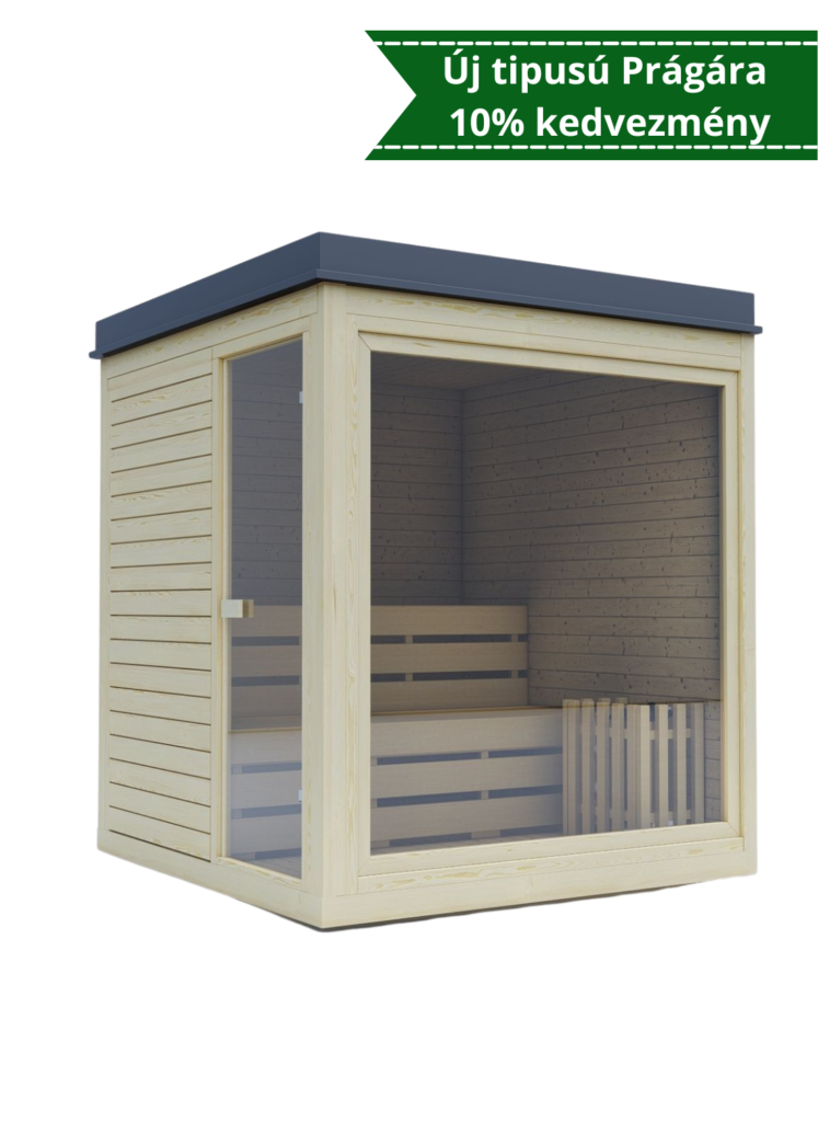 Prága kültéri finn szauna panoráma üvegfronttal